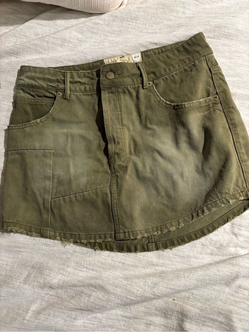 Free People Olive Green Utility Mini Skirt